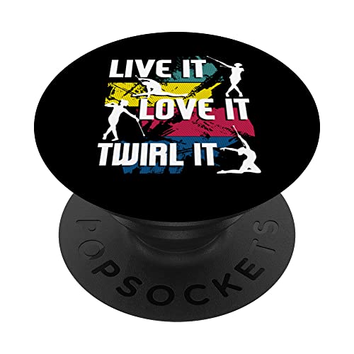 Live It Love It Twirl It - Baton Twirling Twirler Dancing PopSockets Swappable PopGrip, Black