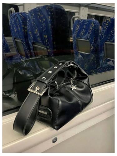 SweatyRocks Women's Y2k Leather Shoulder Bag Grommet Eyelet Top Handle Purses with Zipper4