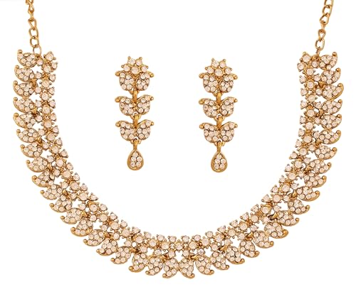Touchstone indian wedding jewelry set gold traditional necklaces for women statement sets hollywood glamour necklace costume artificial golden style stone crystal women's rhinestone bridal