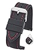 ALPINE Sporty Premium Silicone Stitched Black Red Watch Band - 24mm Replacement Rubber Watch Bands - Quick Release Waterproof Watch Straps for Women & Men - Compatible with Regular & Smart Watch #1