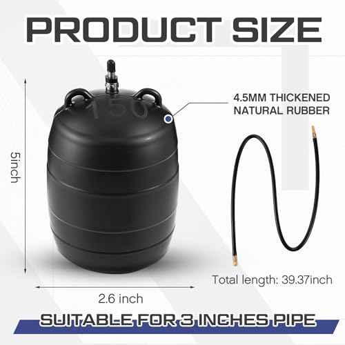 Image of Glooglitter 6 Inch Inflatable Pipe Plug Sewer Test Plug Rubber Plumbing Test Balloon Ball for Sewage Pipeline Inspection (with 39.37 Rubber Extension Hose)