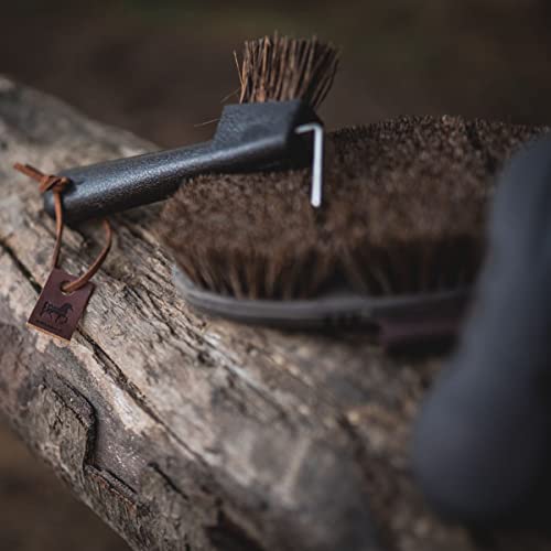 Animalon Naturborsten Hufkratzer mit Bürste | Picker aus rostfreiem Edelstahl | Ergonomischer Hufkratzer für Pferde | 2 in 1 Hufauskratzer in braun für die Pferde-Hufpflege | Hufräumer Pferd