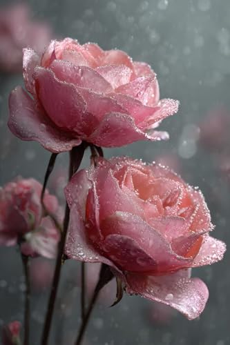 Cadeau femme original : peinture diamant fleurs 80x100cm rose pour loisirs créatifs et détente