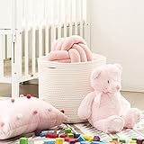 Sea Team Large Laundry Basket Woven Storage Basket with Handles for Clothes, Toys, Towels - 38x38x33cm, Stylish Home Decor Hamper WHITE - Image 4