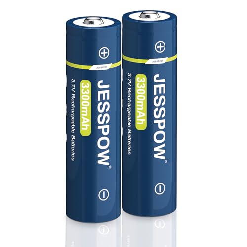 Wiederaufladbare 3.7V Akku 2 Stück 3300mAh Batterie Lange Lebensdauer für Taschenlampen Stirnlampen Ferngesteuerte Autos (Nicht AA-Akku)