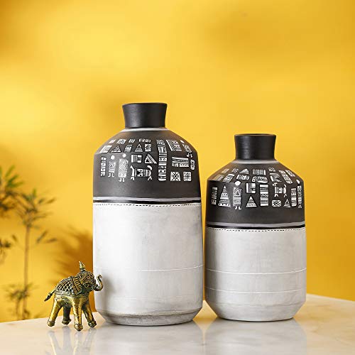 Image of Earthen Vases Handpainted with Warli Motifs