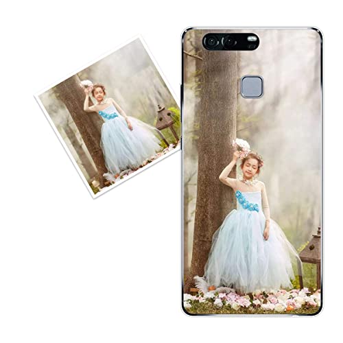 KARTXITAI Cover Personalizzata Compatibile con Huawei P9 con Foto Testi logo,Custodia Morbido TPU Silicone Gel Trasparente Custom Case con Immagine,Testo+1 x Cinturino Universale