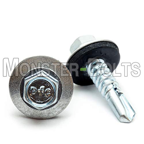 #12 x 1 pulg Tornillo autoperforante hexagonal con sello EPDM miniatura 4