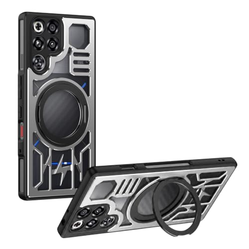For REDMAGIC 11 Pro/11 Pro+ �P�[�X TPU �q��A���~���� YANMONGI �}�O�l�b�g��p�X�^���h �Q�[���p (�u���b�N/�V���o�[)