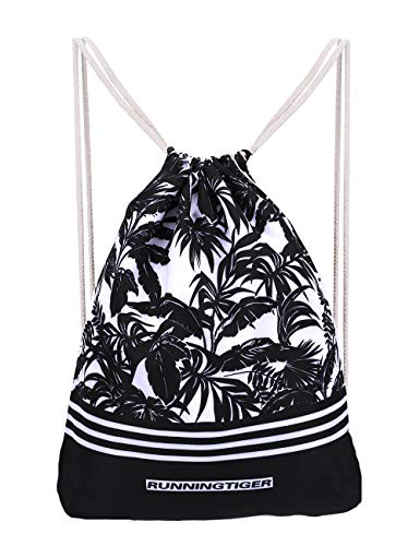 Abaría - Mochila de cuerdas con bolsillo cremallera, bolsas de gimnasio impermeable mochila saco para mujer hombre infantil