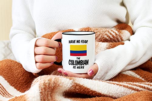 Casitika Colombian Gifts. Have No Fear Colombia Coffee Mug. Novelty Cups With Flag For Proud Husband Or Wife. (11 Oz Black Handle/Rim) #TOP4
