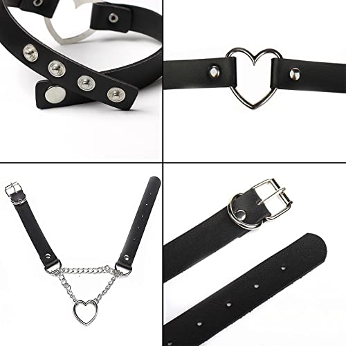 Floatdream 4 Stücke Halsband Damen, Lederhalsband Halskette Gothic, Damen Gothic Collar, für Männer und Frauen Halsverband, Valentinstagsgeschenk, Jubiläumsgeschenk(Schwarz)