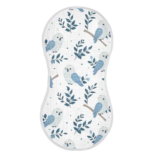 Baby Blue Playful Kea Cotton Large Burp Cloths for Baby Soft and Absorbent spit up Cloth for Unisex Set of 2, 22x11in2