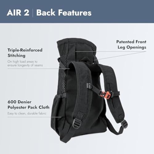 K9 Sport Sack Air 2 - Large, Jet Black - Ideal for Dogs with 20-22” Back Length - Durable, Breathable Backpack-Style Carrier - Perfect for Walks, Short Hikes & Public Transportation by K9 Sport Sack - Image 4