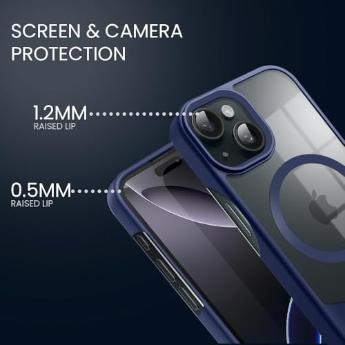 Image of KARWAN️Ultra-Hybrid Shockproof Back Cover with Mag-Safe Case foriPhone 14 Plus | Camera Protection Bump |Shockproof Back Cover Case for iPhone 14 Plus (PC & TPU, Smoked Matte Sides) Blue