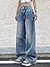EMMIOL Women Wide Leg Jeans Mid-Low Waist Baggy Jeans Y2K 90s Denim Pants Loose Boyfriends Trousers Blue