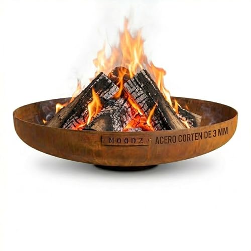 Brasero Exterior Jardin 60 cm - MOODZ Outdoor Living - Estufa Exterior - Brasero Acero Corten - 60x60x16 cm