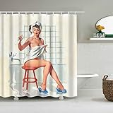 Lan Love Boho American Women Anime Shower Curtain for Bathroom Decor with 12 Hooks Waterproof Polyester Bath Window Door Curtain for Shower Room 71''W x 79''L