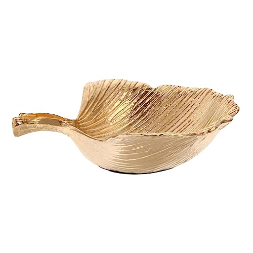 TINEASUR Plateau Forme De Plat à Bijoux Assiette De Rangement Pour Bijoux Dorés Plateau De Rangement Pour Bagues Organisateur De Table Doré