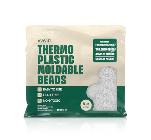 VViViD Thermoplastic Moldable Beads (8oz) Meltable Thermal Polymorph Plastic Pellets for Modeling Crafts DIY Cosplay Sculpting and Temporary Repair