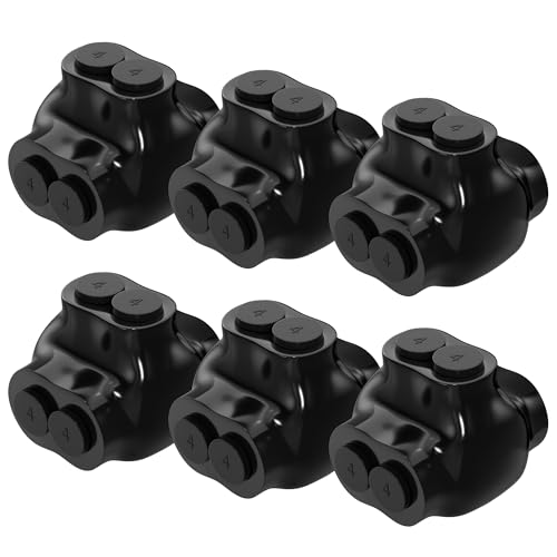 Image of RVBOATPAT 6 Pack Insulated Multi Tap Connector 2 Port 4-14AWG Aluminum Wire Connector Splice Electrical Power Connector Dual Entry 5 /32 inch Allen Hex