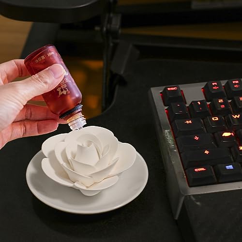Image of Passive Diffuser for Essential Oil-Ceramic Diffuser Non Electric Oil Diffusers for Small Mini Room, Desk Decorative, Bathroom (White Camellia) | Non-electric Impatiens diffuser for desks, bathrooms and small rooms