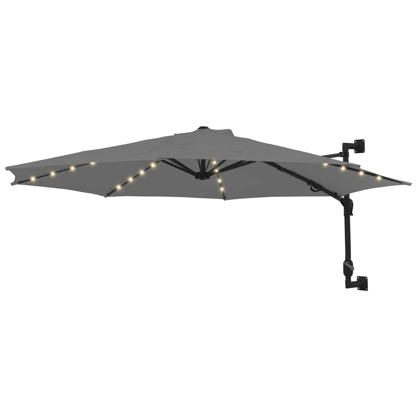 BaraSh Sombrilla de pared con LEDs y poste de metal 300 cm antracita toldos exterior terraza