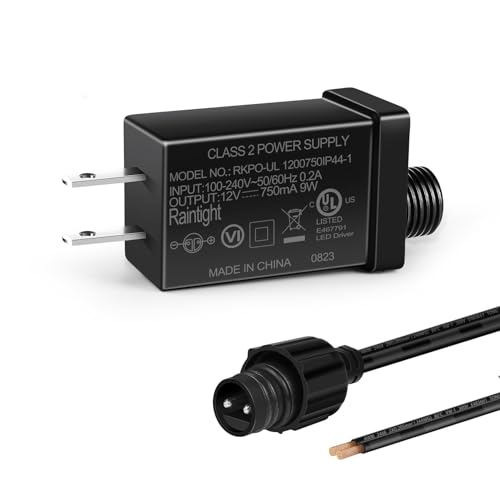 Image of 12V 9W 0.75A Class 2 Power Supply, AC to DC Low Voltage Transformer, IP44 Inflatable Power Adapter for LED Strip Lights, Christmas Decor Light, Indoor /Outdoor Use, UL Listed