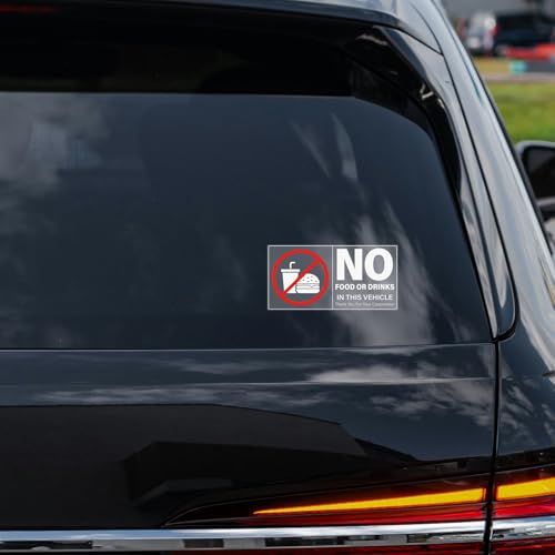 Image of 10 Pack No Food Or Drinks in This Vehicle Stickers 4 x 2 Inches Self Adhesive Sign Vinyl Waterproof UV Resistant Warning Decal for Car Taxi Window