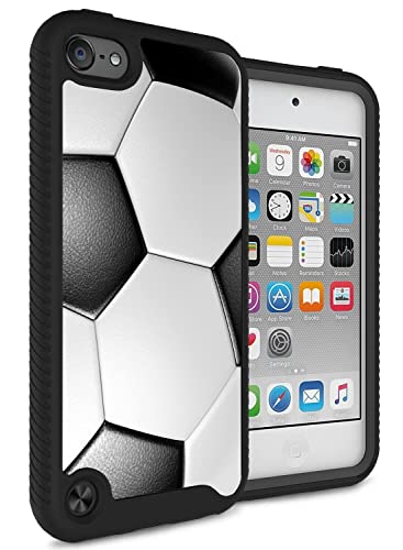 MYTURTLE Sports Fan Series, Soccer Case Designed for iPod Touch 7th 6th 5th Generation, Rugged Hybrid Shockproof Nonslip Cover, Realistic 3D Touch Textured Surface