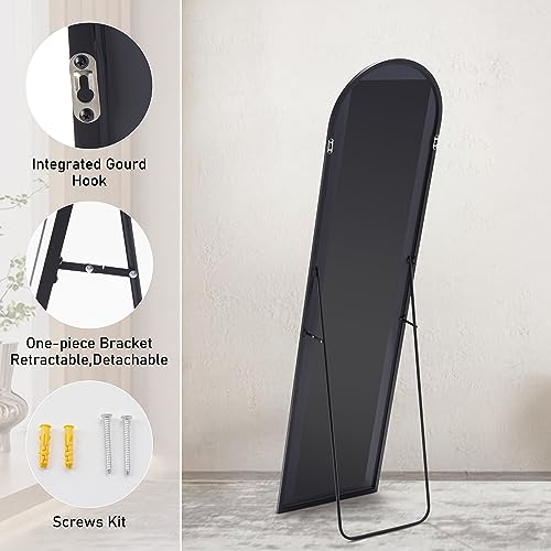 Sweetcrispy 122H2-1659-GZ-BK Arched Full Length Mirror 59 Inchx16 Inch Full Body Floor Mirror Standing Hanging Or Leaning Wall thumb #4