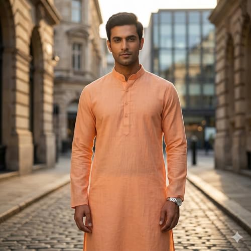 Image of Multi Colored Cotton Plain Men's Ethnic Kurta Only