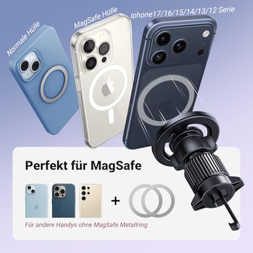 UGREEN Handyhalterung Auto für MagSafe mit 20*N52 Starker Magnet, MagSafe Autohalterung Stabil Lüftung KFZ Handyhalterung Kompatibel mit iPhone 17 16 15 14 13 12 Pro Max, MagSafe Hülle 5