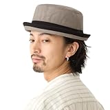 [ハッピーハット] ポークパイハット ヘリンボーン生地 オールシーズン対応 グレー 58cm hat-1281-05-58