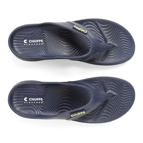 Image of CHUPPS Raw Navy Drift Orthopedic Slippers | Soft Footpharma Footbed | Breathable Ventilation Holes | Lightweight Flip Flops | Anti-Skid Chappals for Everyday For Mens
