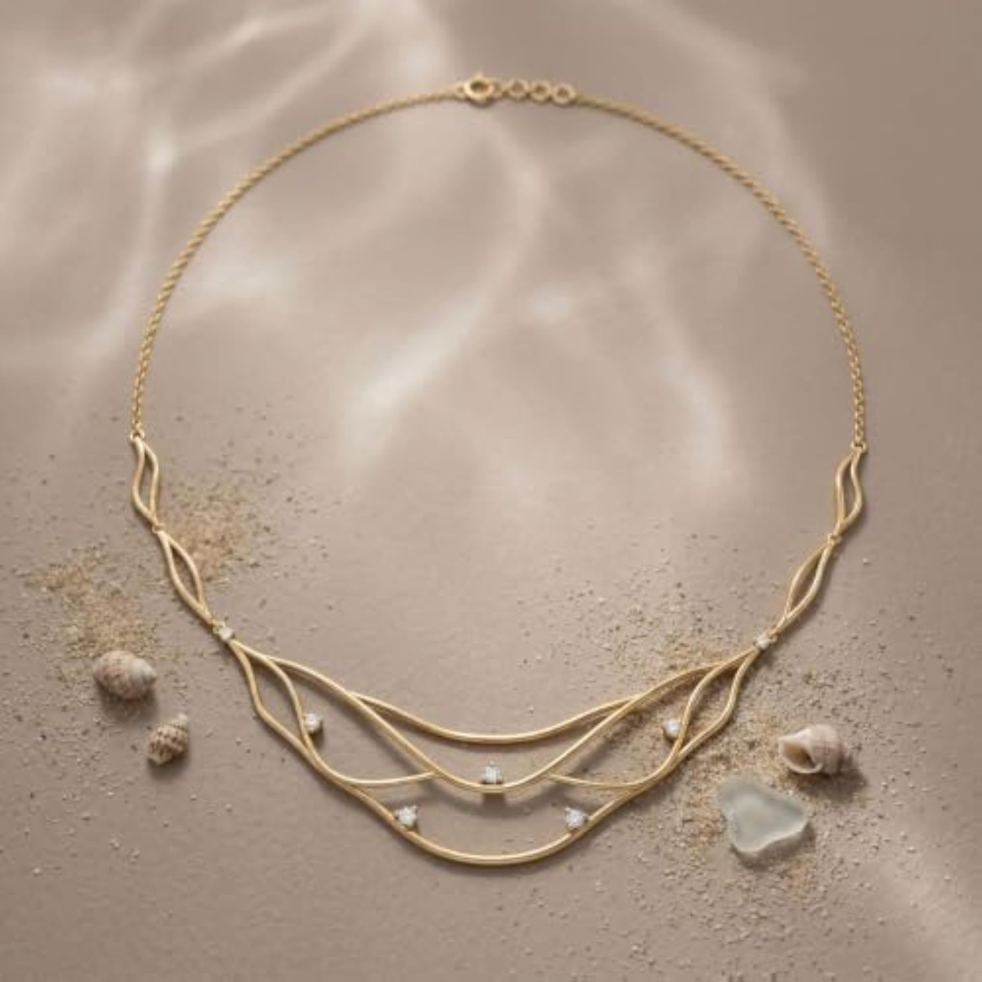 Wave Necklace for Women, Elegant Design