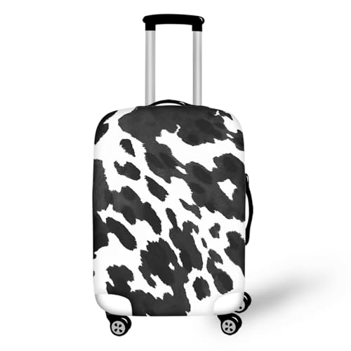Luggage Covers for Suitcase, Black Cow Hide Print Elastic Travel Luggage Covers, Anti-Scratch Suitcase Cover Protector Fits 22-24 Inch Luggage (M)2