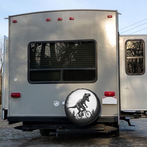 Image of Delerain Spare Tire Cover Dinosaur Moon Ride Bike Wheel Covers Waterproof Dust-Proof UV Sun Universal Fit for Trailer RV SUV Truck and Many Vehicle (17 Inch for Diameter 31 inch-33 inch)