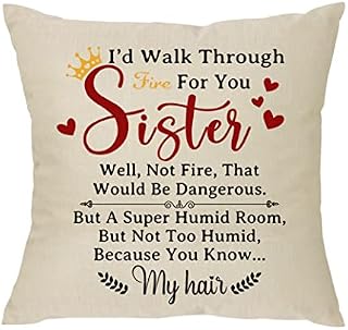 Funny Sister Gifts from Sisters For Women Pillow Cover 18x18 Inch Decorative Pillow Case Cushion Cover Cover for Sisters Bff Bestie Birthday Christmas