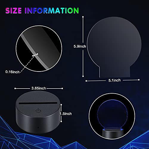 Image of Honoson 4 Set 3D Night Light Kit with Remote, 16-Color Base for Acrylic Sheets, 4 Modes for Bedroom Decor(Round Style)