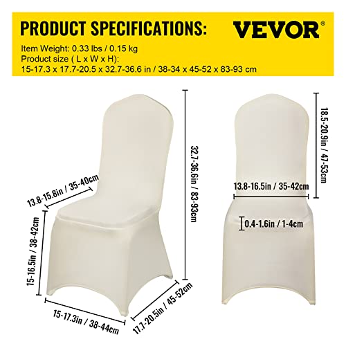 Vevor 100 Pcs Ivory Chair Covers Polyester Spandex Chair Cover Stretch Slipcovers For Wedding Party Dining Banquet Chair Flat-Front Covers #TOP6
