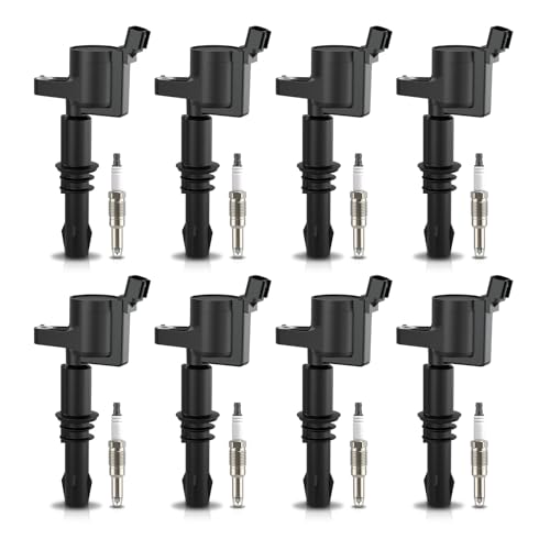 Set of 8 Ignition Coil Pack and Iridium Spark Plugs Compatible with Ford F150 F250 F350 Super Duty Expedition Lincoln Navigator Mark LT 2004 2005 2006 2007 2008 2009 4.6 5.4 V8 Replaces UF537 SP515