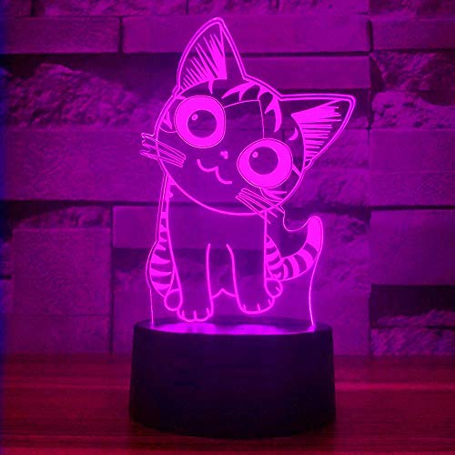 I-Chony Cat Gift Night Light For Kids,Auto 7 Colors Changing Cat Table Lamp,3D Illusion Bedside Lamp,Cute Cat Gifts For Women Teens Boys Girls Birthday Christmas Gifts cover