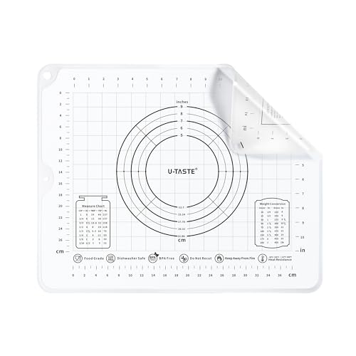 U-Taste Silicone Pastry Mat, Dough Rolling Baking Sheet, 16x20"/Transparent