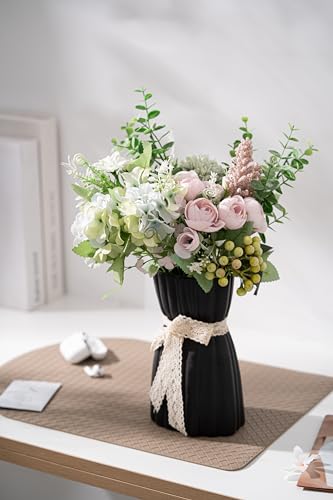 GALOURO Vaso preto - Vaso de flor, vasos pequenos para decoração, vaso de cerâmica para decoração de