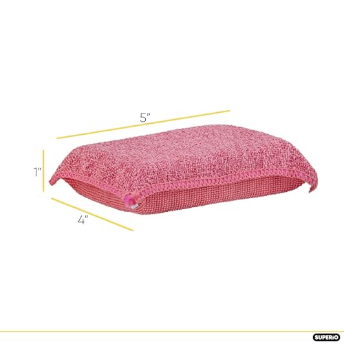 Image of Miracle Microfiber Scrubbing Sponge, Red Extra Scrubbing Power Kitchen Sponge, Sink, Pot, Pan and Dish Washing, Super Absorbent and Rapid Drying, 9-Pack, by Superio