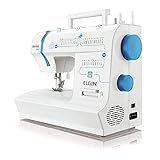 Máquina de Costura Portátil Elgin Genius Plus JX-4035 127V Branca e Azul para Uso Doméstico