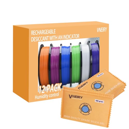 VNEIRY 100g Rechargeable Colordot Desiccant packet (12) Reusable Moisture Absorbers with Color Indicator for 3D Filaments, Closets, Cars, Storage Bins, Luggage, Gun Safe & Small Spaces by VNEIRY - Used condition - US$19.16