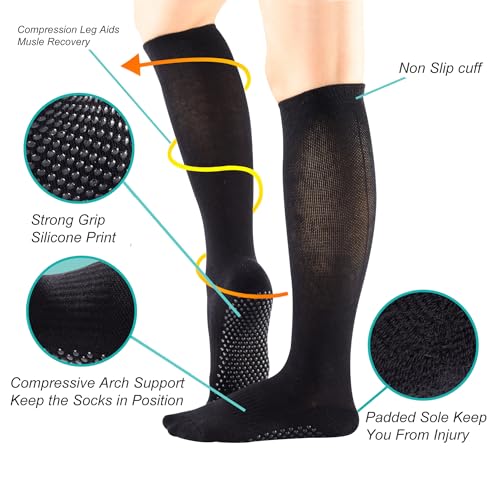 Women's Cushioned Odor Control Compression Knee High/Low Cut Non Slip Gel Grips Yoga Pilate Barre Dance Socks2