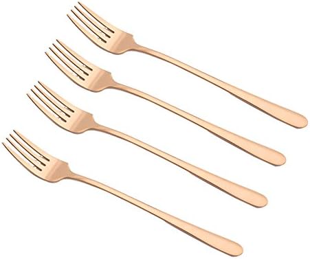 Sherily 4-piece fork set, 8-Inch rose gold reusable metal stainless steel ultra-fine korean fork set